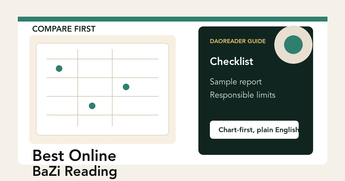 Best online BaZi reading comparison checklist with sample report, chart preview, delivery, pricing, and responsible limits